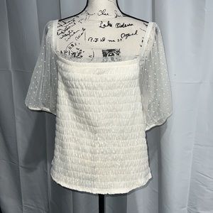 Torrid Mesh Square Neck Smocked Top